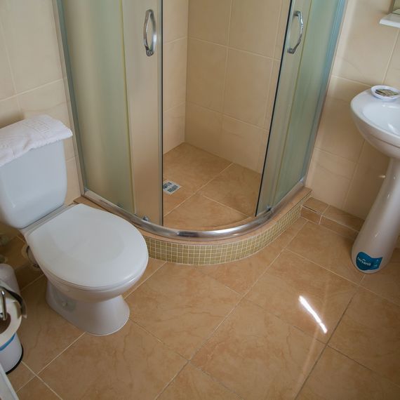 Ванна и туалет в номере отеля «Орхидея» в Николаевке, Крым